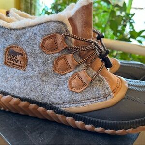 Sorel Gray Brown wool women’s boots shoes size 8.5 39 waterproof snow NEW in box